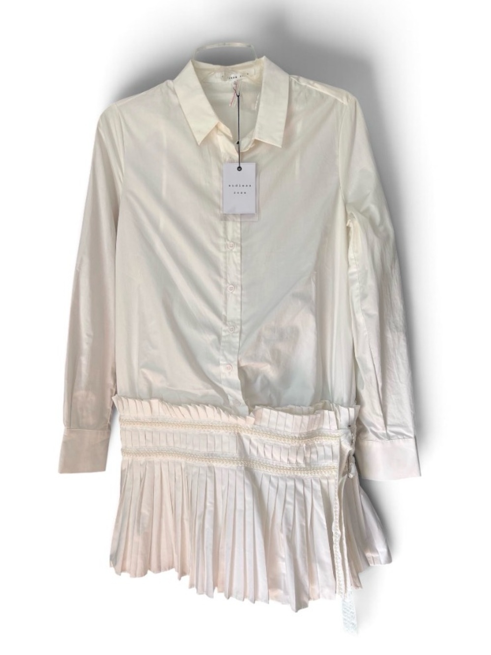 Endless Rose NEW white pleated-hem shirt
dress Size Small